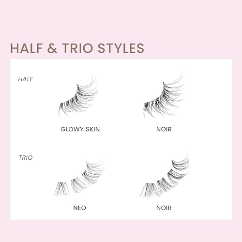 KISS The New Natural False Eyelashes, 'Glowy Skin', 12 mm, Natural Volume, Easy to Apply, Reusable Fake Eyelashes, Vegan & Cruelty Free, Includes 1 Pair Of Half Lashes - 3 Pack