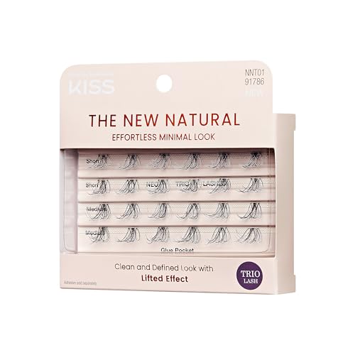 KISS The New Natural, False Eyelashes, 'Neo', 12mm-14mm, Includes 24 Wisps, Easy to Apply, Reusable Lash Clusters - 2 Pack