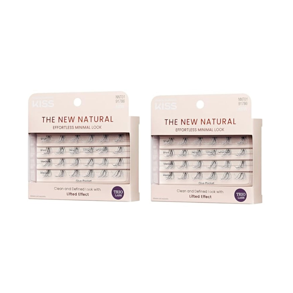 KISS The New Natural, False Eyelashes, 'Neo', 12mm-14mm, Includes 24 Wisps, Easy to Apply, Reusable Lash Clusters - 2 Pack