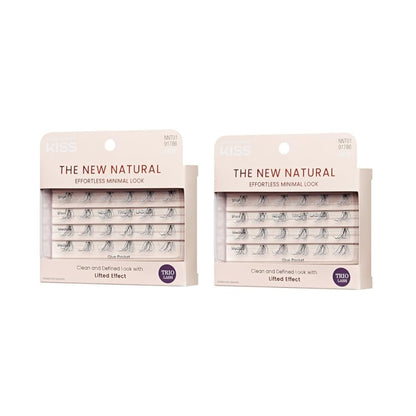 KISS The New Natural, False Eyelashes, 'Neo', 12mm-14mm, Includes 24 Wisps, Easy to Apply, Reusable Lash Clusters - 2 Pack