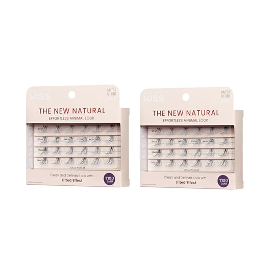 KISS The New Natural, False Eyelashes, 'Neo', 12mm-14mm, Includes 24 Wisps, Easy to Apply, Reusable Lash Clusters - 2 Pack