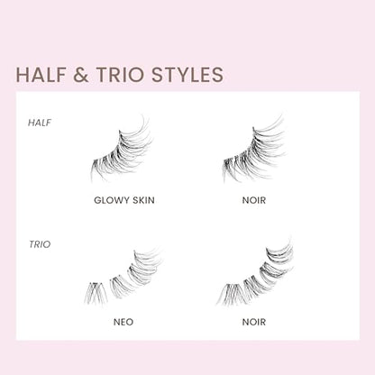 KISS The New Natural False Eyelashes, Easy to Apply, Reusable Fake Lashes, Cruelty Free, Includes 24 Short & Medium Length (12mm-16mm) Natural Volume Trio Lash Clusters - Style ‘Noir’ 2 Pack