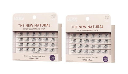 KISS The New Natural False Eyelashes, Easy to Apply, Reusable Fake Lashes, Cruelty Free, Includes 24 Short & Medium Length (12mm-16mm) Natural Volume Trio Lash Clusters - Style ‘Noir’ 2 Pack
