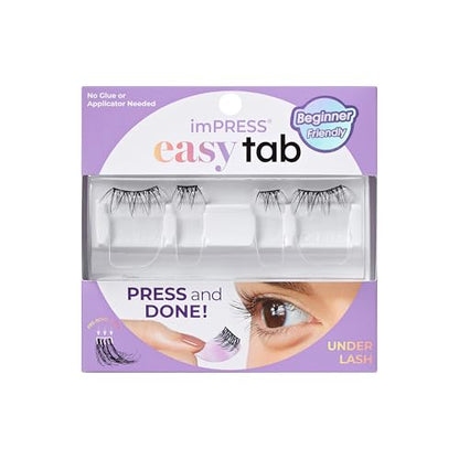 KISS imPRESS Falsies Easy Tab Press On Self Adhesive Eyelashes, Black, 'Classy Natural', 1 Pair of 6mm-7mm Inner Natural Volume Eyelash Clusters & 1 Pair of 6mm-10mm Outer Half-Lashes with Easy Tabs  - 3 Pack