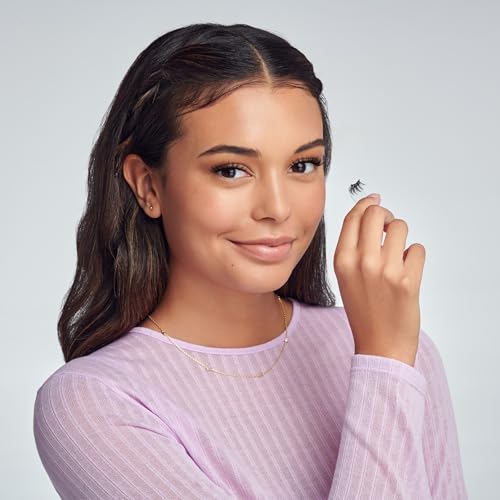 KISS imPRESS Falsies Easy Tab Press On Self Adhesive Eyelashes, Black, 'Classy Natural', 1 Pair of 6mm-7mm Inner Natural Volume Eyelash Clusters & 1 Pair of 6mm-10mm Outer Half-Lashes with Easy Tabs  - 3 Pack