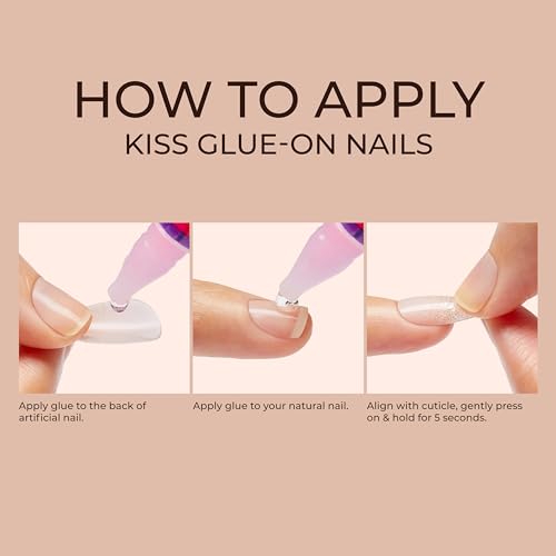 KISS Classy, Press On Nails, Nail glue included, 'Dashing', White, Medium Size, Almond Shape, Includes 28 Nails, 2g glue, 1 Manicure Stick, 1 Mini File