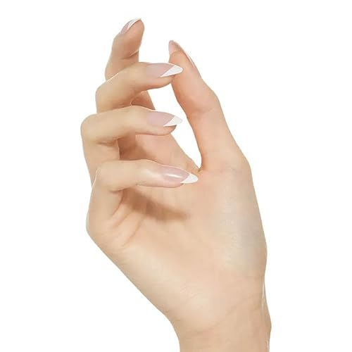 KISS Classy, Press On Nails, Nail glue included, 'Dashing', White, Medium Size, Almond Shape, Includes 28 Nails, 2g glue, 1 Manicure Stick, 1 Mini File