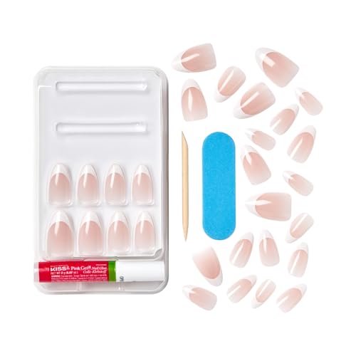 KISS Classy, Press On Nails, Nail glue included, 'Dashing', White, Medium Size, Almond Shape, Includes 28 Nails, 2g glue, 1 Manicure Stick, 1 Mini File