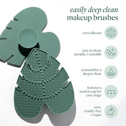 EcoTools Makeup Brush Cleansing Pad, Brush Cleaner Mat For Deep Cleaning Tools, Use With Makeup Brush Shampoo, 100% Silicone, Easy To Clean, Features Suction Cup For Easy Usage, Cruelty-Free, 1 Count