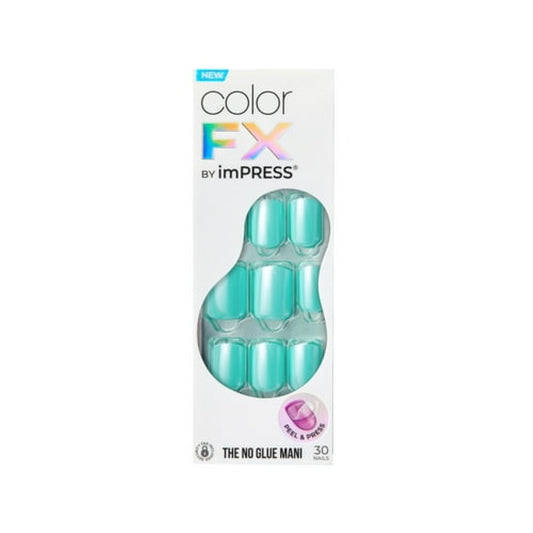KISS imPRESS Color FX Press on Nails, Upgrade, Green, Short Squoval, 30 Count