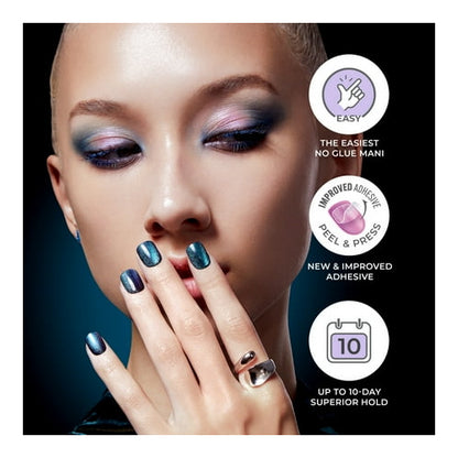 KISS imPRESS Color FX Press on Nails, Upgrade, Green, Short Squoval, 30 Count