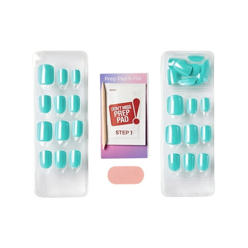 KISS imPRESS Color FX Press on Nails, Upgrade, Green, Short Squoval, 30 Count