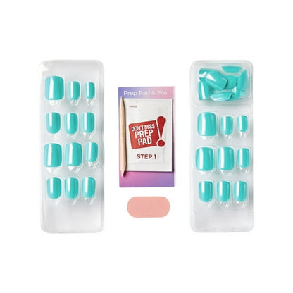 KISS imPRESS Color FX Press on Nails, Upgrade, Green, Short Squoval, 30 Count