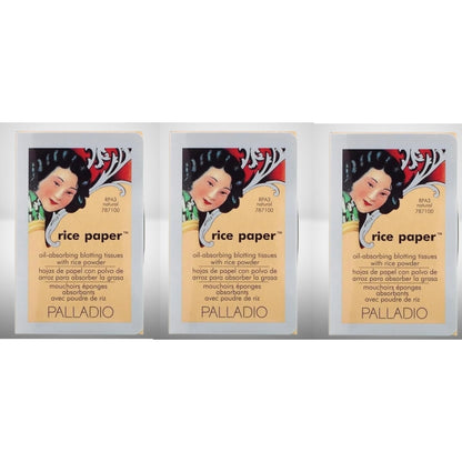 Palladio Rice Paper Facial Tissues for Oily Skin, Face Blotting Sheets Made from Natural Rice, Oil Absorbing Paper with Rice Powder, 2 Sided, Instant Results, Natural, 40 Count, Pack of 3