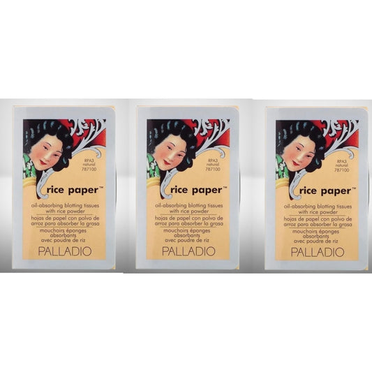 Palladio Rice Paper Facial Tissues for Oily Skin, Face Blotting Sheets Made from Natural Rice, Oil Absorbing Paper with Rice Powder, 2 Sided, Instant Results, Natural, 40 Count, Pack of 3