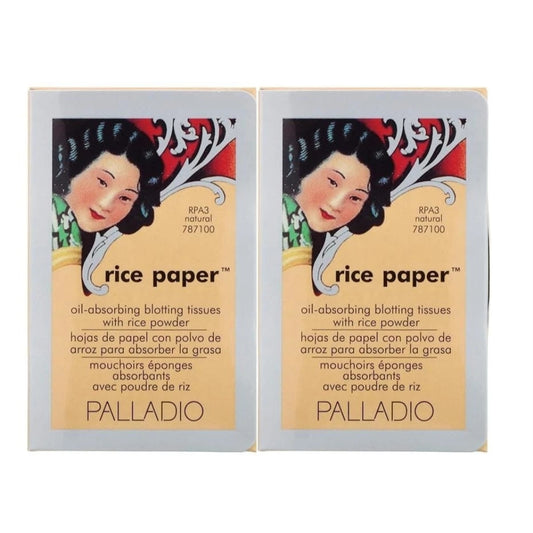 Palladio Rice Paper Facial Tissues for Oily Skin, Face Blotting Sheets Made from Natural Rice, Oil Absorbing Paper with Rice Powder, 2 Sided, Instant Results, Natural, 40 Count, Pack of 2