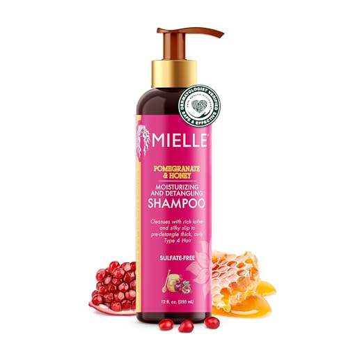Mielle Organics Pomegranate & Honey Moisturizing and Detangling Shampoo & Conditioner- Curly Hair for Women - Enriched with Honey & Babassu Oil to Lift Dirt, Loosen Tangles & Retain Moisture (12 Fl Oz)