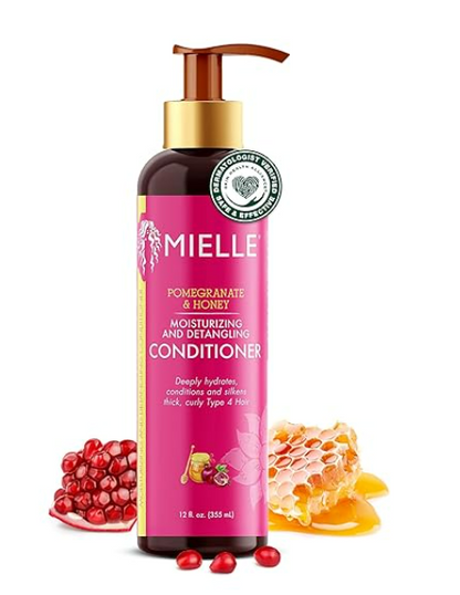 Mielle Organics Pomegranate & Honey Moisturizing and Detangling Shampoo & Conditioner- Curly Hair for Women - Enriched with Honey & Babassu Oil to Lift Dirt, Loosen Tangles & Retain Moisture (12 Fl Oz)