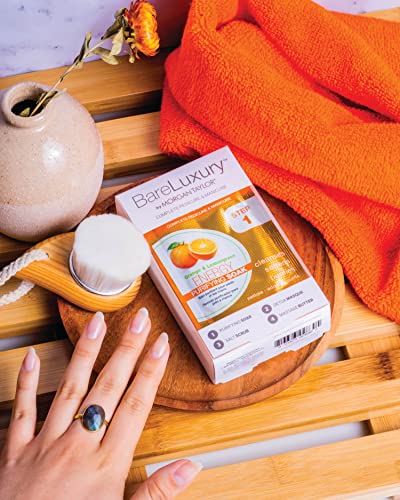 Morgan Taylor BareLuxury 4-Step Complete Pedicure & Manicure Packs - Complete Nail Care Kit with Soak, Masque, Scrub & Massage Butter, Professional Spa-Quality Treatments (Energy Orange & Lemongrass)