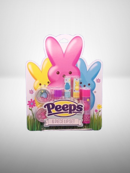 PEEPS Brand, Set of 6 Piece Lip Balm, Glitter Lip Gloss and Solid Lip Gloss