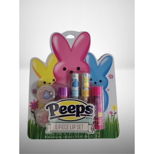 PEEPS Brand, Set of 6 Piece Lip Balm, Glitter Lip Gloss and Solid Lip Gloss