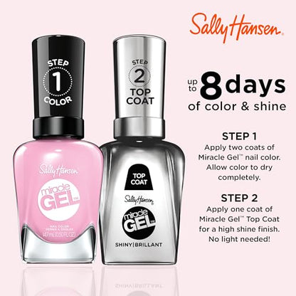 Sally Hansen Miracle Gel Salon Quality Nail Polish | Gel-Like Formula, Two-Step System, No UV Light Needed, Long Lasting | Opaque, Glossy | 239 Smartease | Baby Pink Nail Color