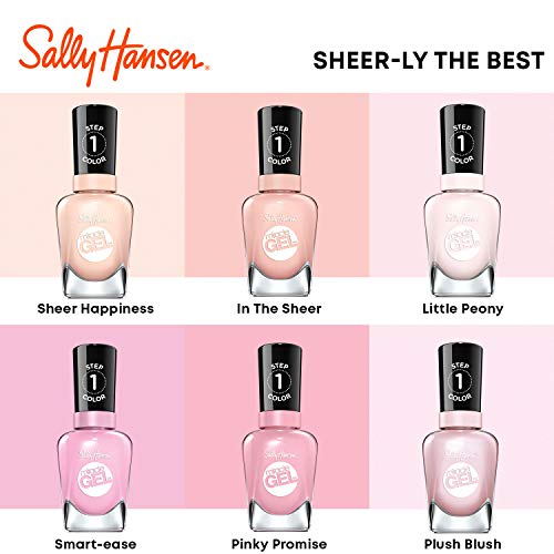Sally Hansen Miracle Gel Salon Quality Nail Polish | Gel-Like Formula, Two-Step System, No UV Light Needed, Long Lasting | Opaque, Glossy | 239 Smartease | Baby Pink Nail Color