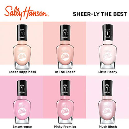 Sally Hansen Miracle Gel Salon Quality Nail Polish | Gel-Like Formula, Two-Step System, No UV Light Needed, Long Lasting | Opaque, Glossy | 239 Smartease | Baby Pink Nail Color