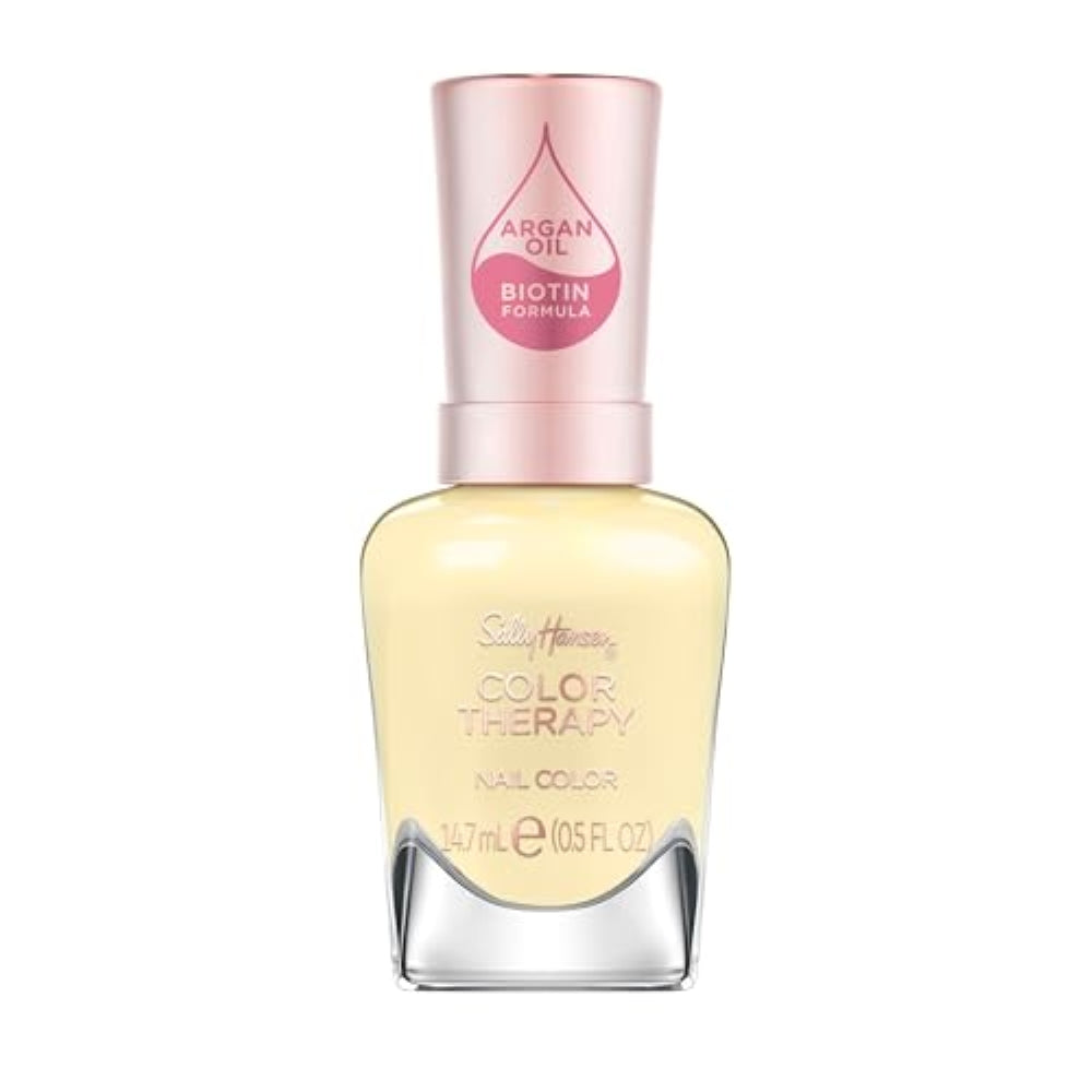 Sally Hansen Color Therapy Nail Polish | Biotin, Argan Oil, Long Lasting, Healthy Nails, Nail Strengthener, Semi-opaque | 460 Ray Of Light | Buttery Yellow Nail Color