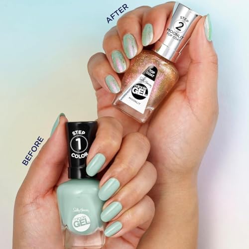 Sally Hansen Miracle Gel Salon Quality Nail Polish | Gel-Like Formula, Two-Step System, No UV Light Needed, Long Lasting | Opaque | 897 Wanderlush | Teal Green Nail Polish