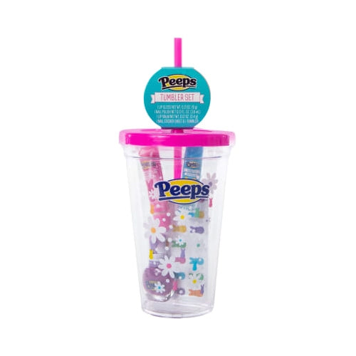 Peeps Tumbler Set With 1 Lip Gloss 1 Lip Balm 1 Nail Polish and Stickers