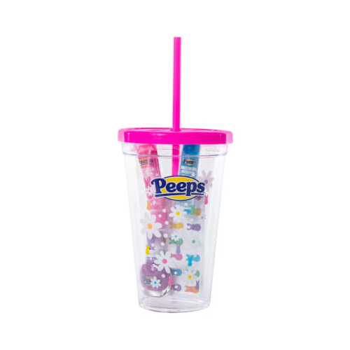 Peeps Tumbler Set With 1 Lip Gloss 1 Lip Balm 1 Nail Polish and Stickers