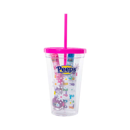 Peeps Tumbler Set With 1 Lip Gloss 1 Lip Balm 1 Nail Polish and Stickers