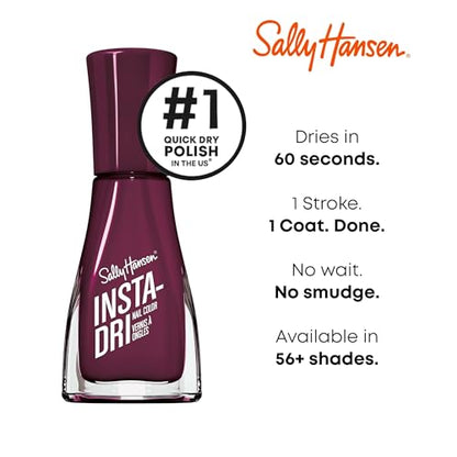 Sally Hansen Insta-Dri Nail Polish | Quick Dry, Long Lasting, Streak-Free Shine | Opaque, Glossy | 428 Zip Wine | Deep Wine Red Nail Color
