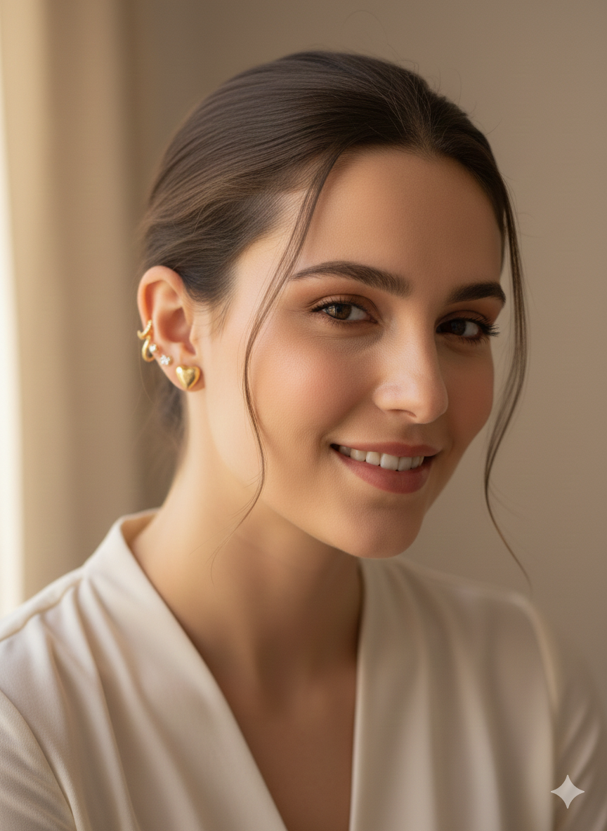 Kasa Style 12 Pairs Gold Pearls Diamonds Earrings- Aros, Fashion Jewelery