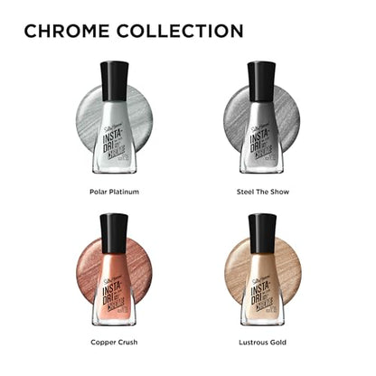 Sally Hansen Insta-Dri Nail Polish Chrome Top Coat | Quick Dry, Long Lasting, Streak-Free Shine, Opaque | Lustrous Gold | Metallic Gold Nail Polish