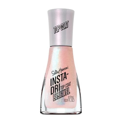 Sally Hansen Insta-Dri Nail Polish Top Coat | Quick Dry, Long Lasting, Streak-Free Shine, Sheer | Bejewel | Shimmery Pink Nail Polish