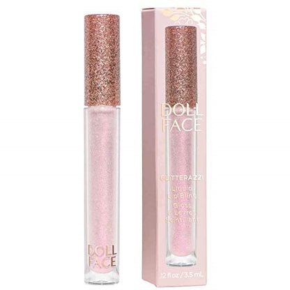 Doll Face Lip Gloss | Glitterazzi Liquid Lip Bling | Topping Glitter with a Glossy Shine for Lips | Sheer Finish | Cruelty-Free | ICE