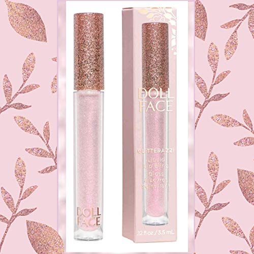 Doll Face Lip Gloss | Glitterazzi Liquid Lip Bling | Topping Glitter with a Glossy Shine for Lips | Sheer Finish | Cruelty-Free | ICE