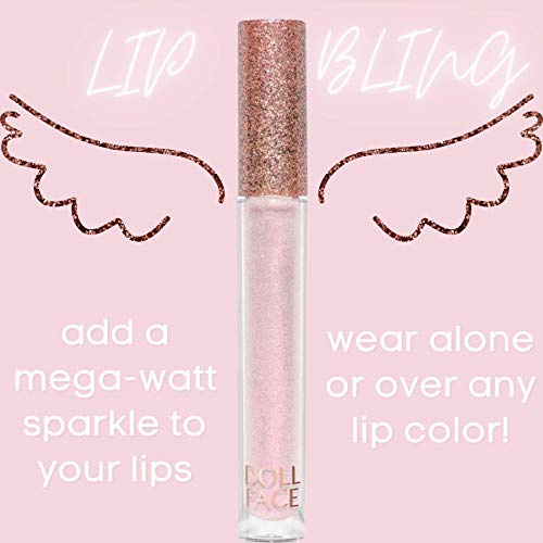 Doll Face Lip Gloss | Glitterazzi Liquid Lip Bling | Topping Glitter with a Glossy Shine for Lips | Sheer Finish | Cruelty-Free | ICE