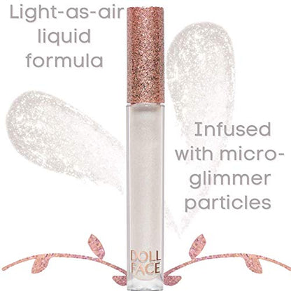 Doll Face Lip Gloss | Glitterazzi Liquid Lip Bling | Topping Glitter with a Glossy Shine for Lips | Sheer Finish | Cruelty-Free | Platinum