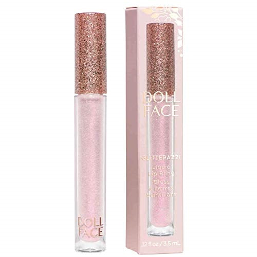 Doll Face Lip Gloss | Glitterazzi Liquid Lip Bling | Topping Glitter with a Glossy Shine for Lips | Sheer Finish | Cruelty-Free | 24K Magic