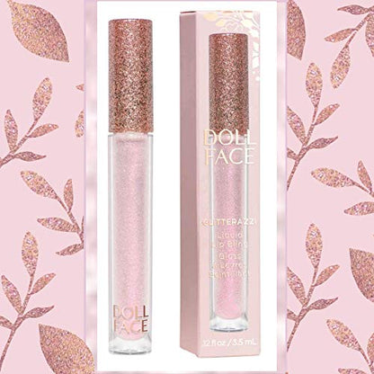Doll Face Lip Gloss | Glitterazzi Liquid Lip Bling | Topping Glitter with a Glossy Shine for Lips | Sheer Finish | Cruelty-Free | 24K Magic