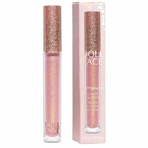 Doll Face Lip Gloss | Glitterazzi Liquid Lip Bling | Topping Glitter with a Glossy Shine for Lips | Sheer Finish | Cruelty-Free | Rose Royce