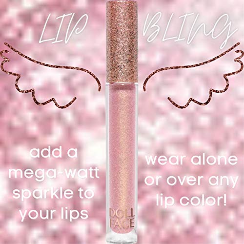 Doll Face Lip Gloss | Glitterazzi Liquid Lip Bling | Topping Glitter with a Glossy Shine for Lips | Sheer Finish | Cruelty-Free | Rose Royce