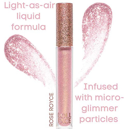 Doll Face Lip Gloss | Glitterazzi Liquid Lip Bling | Topping Glitter with a Glossy Shine for Lips | Sheer Finish | Cruelty-Free | Rose Royce