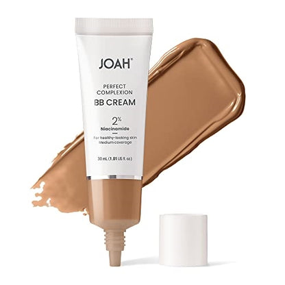 JOAH Beauty Perfect Complexion BB Cream with Hyaluronic Acid and Niaciminade,Korean Makeup with Medium Buildable Coverage,Evens Skin Tone,Lightweight,Semi Matte Finish,Tan with Neutral Undertones