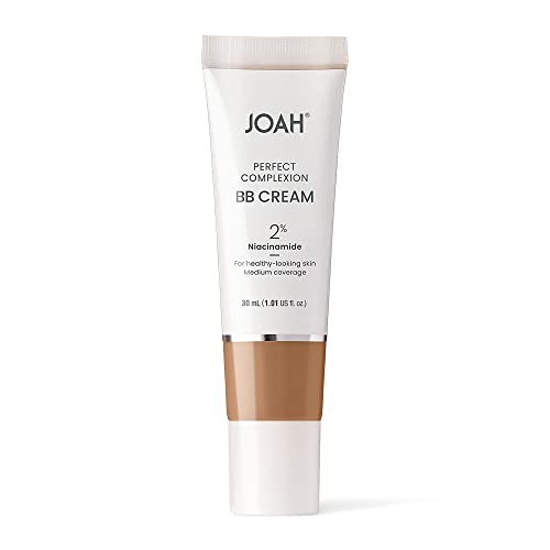 JOAH Beauty Perfect Complexion BB Cream with Hyaluronic Acid and Niaciminade,Korean Makeup with Medium Buildable Coverage,Evens Skin Tone,Lightweight,Semi Matte Finish,Tan with Neutral Undertones