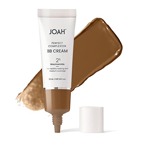 JOAH Beauty Perfect Complexion BB Cream with Hyaluronic Acid and Niaciminade,Korean Makeup with Medium Buildable Coverage,Evens Skin Tone,Lightweight,Semi Matte Finish Deep with Neutral Undertones