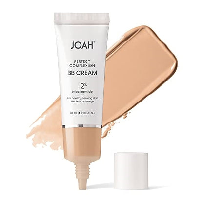 JOAH Perfect Complexion BB Cream with Hyaluronic Acid and Niaciminade, Korean Makeup with Medium Buildable Coverage, Evens Skin Tone, Lightweight, Semi Matte Finish, Tan with Neutral Undertones (Light with Cool Undertones)